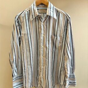 Lipson true vintage 70s vertical striped button-down shirt L Made in Canada